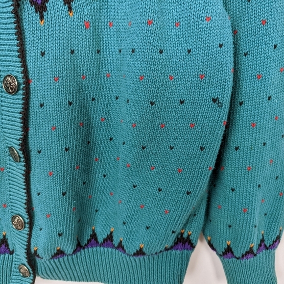 Woolrich sz.M Vintage 90s Grandma Cardigan Sweater Button Up Fair Isle Nordic - Picture 7 of 13